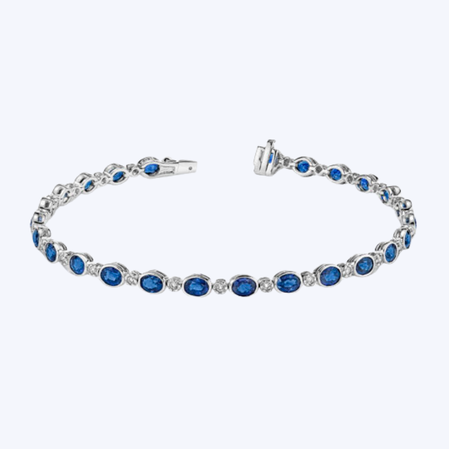 Oval Sapphire & Diamond Tennis Bracelet