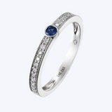 Asymmetrical Milgrain Edge Diamond & Sapphire Ring