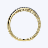 Beaded Pave Diamond Criss-Cross Ring