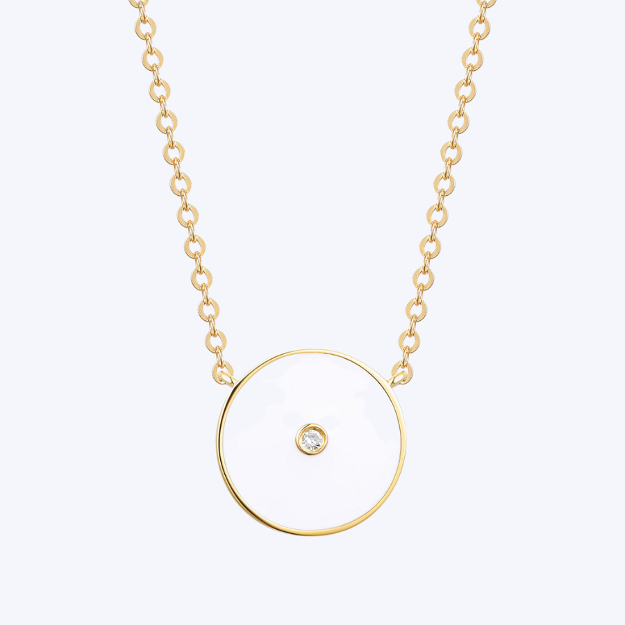 Circle Enamel Pendant Necklace