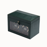 WOLF British Racing Green Double Winder with Storage & Travel Case