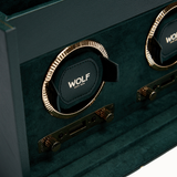 WOLF British Racing Green Double Winder with Storage & Travel Case