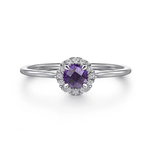 Diamond Halo Birthstone Ring