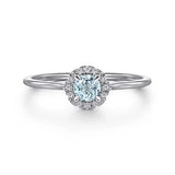 Diamond Halo Birthstone Ring