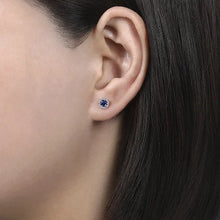 Load image into Gallery viewer, Diamond &amp; Sapphire Stud Earrings
