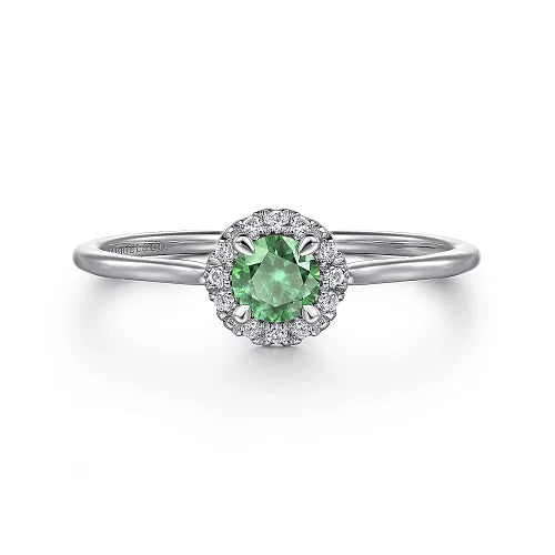 Diamond Halo Birthstone Ring