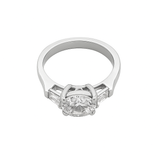 White Gold Oval Cut Lab-Grown Diamond with Half Moon Side Diamonds