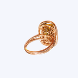 14K Rose Gold 9.52ct Cushion Cut Citrine and 0.11ct White & 0.14ct Champagne Diamond Double Halo Statement Ring - 7 (EST)