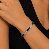 Platinum .96ctw Diamond and 5.75ctw Sapphire Tennis Bracelet - 7" (EST)