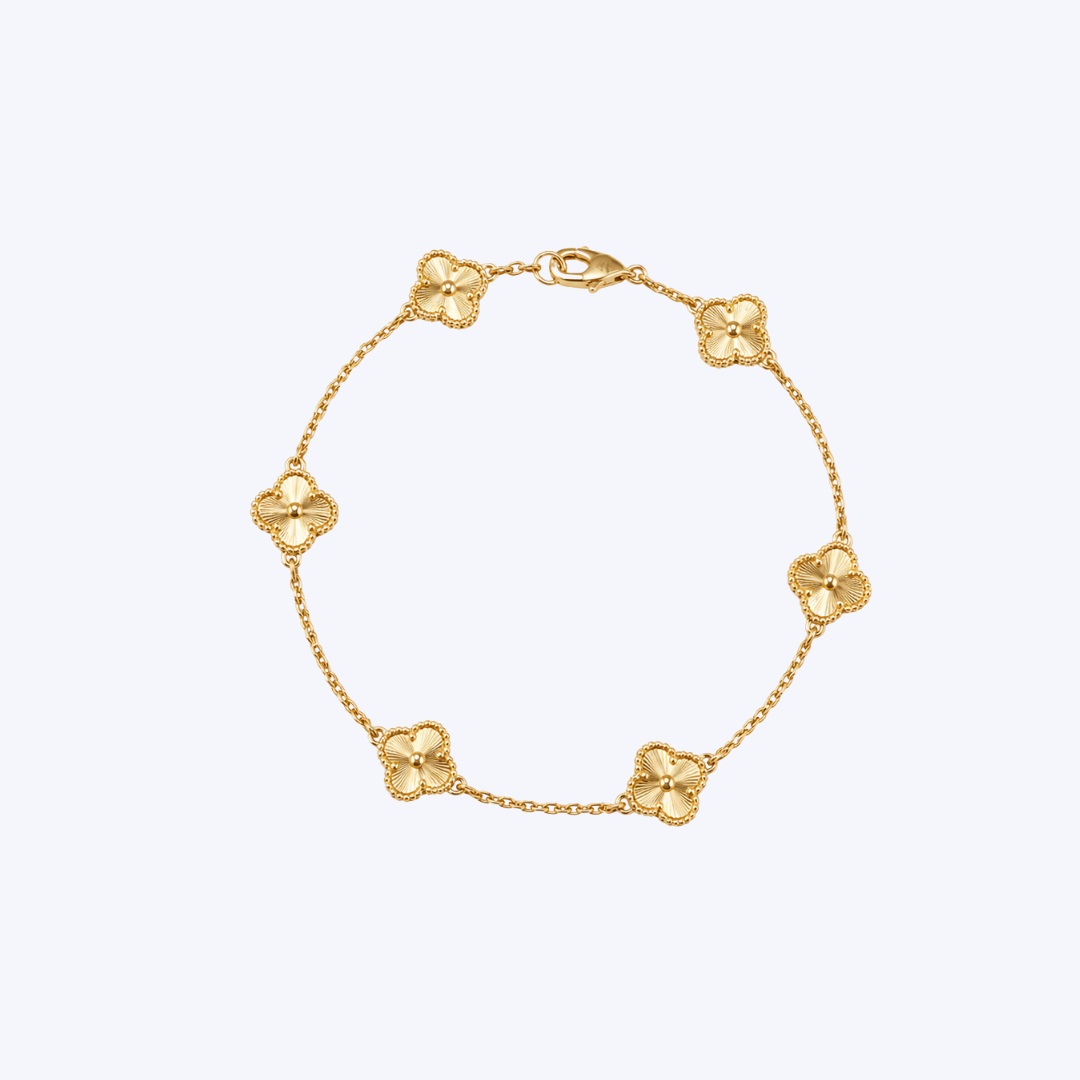 18K Yellow Gold 9mm Petite Clover Station Bracelet - 7.5" (BCO)