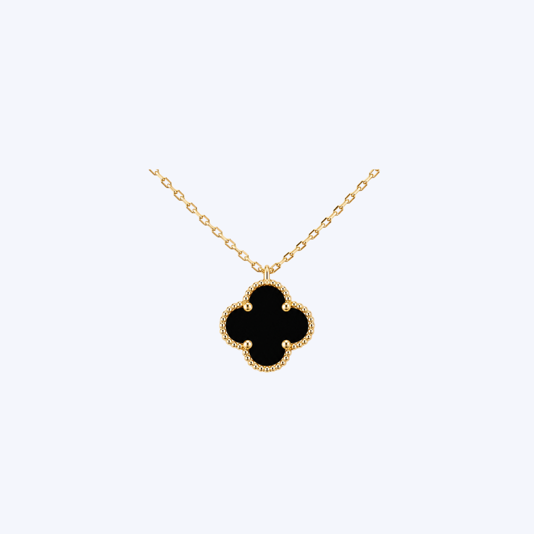 18K Yellow Gold 9mm Petite Clover Pendant Necklace (BCO)