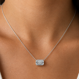 14K White Gold 3.03ct Emerald Invisible Set Lab-Grown Diamond Necklace - 18-16" (SS)