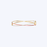 Luvente 14K Yellow Gold Criss-Cross 0.23ct3w Diamond & Pink Enamel Bracelet - 7"