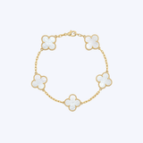 18K Yellow Gold 15mm Mother of Pearl Clover Station Bracelet - 7.5" (BCO)
