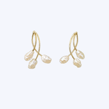 14K Yellow Gold Freshwater Baroque Pearl Vine Earrings (EST)