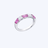 Alternating East-West Emerald-Cut Pink Sapphire & Square Emerald-Cut Diamond Band