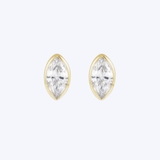 Mini Bezel Marquise Diamond Press Fit Back Stud Earring