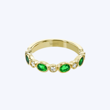 Simon G. 18K Yellow Gold Alternating 0.72ctw Emerald & 0.16ctw Diamond Bezel Band - 6