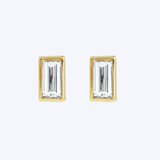 Bezel Lab-Grown Baguettes Press Fit Back Stud Earring
