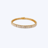 14K Yellow Gold 13.34ctw Lab-Grown Emerald-Cut Tennis Bracelet - 7" (BCO)