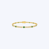 14K Yellow Gold Alternating 1.49ctw Emerald & 1.38ctw Diamond Bezel Tennis Bracelet - 7" (DU)