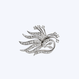14K White Gold 0.65ctw Diamond Spray Brooch - 7.9gr (EST)