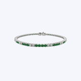 14K White Gold 1.41 ctw Emerald and 1.38 ctw Diamond Tennis Bracelet - 7" (HM)