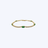 14K Yellow Gold 1.46 ctw Emerald and 1.62 ctw Diamond Tennis Bracelet - 7" (HM)
