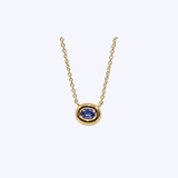 Ruchi 18K Yellow Gold Midnight 0.72ct Sapphire Oval Necklace - 18"