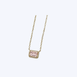14K Yellow Gold Morganite and 0.06ctw Diamond Pendant Necklace - 16-18"/1.83gr (EST)