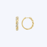 14K Yellow Gold 0.22ctw Diamond Twist 19mm Huggie Hoops (HM)