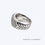 David Yurman "Pavé Collection" 925 Sterling Silver Three Sided Diamond Dome-Style Ring - 4.25ctw/11 (EST)