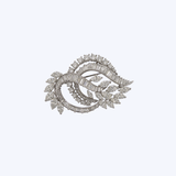 Platinum 16.30ctw Multi-Cut Diamond Vintage Swirl Brooch - 18.1gr (ADAIR)