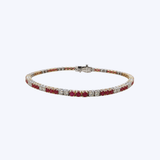 14K Two-Toned Gold 2.10 ctw Ruby and 1.33 ctw Diamond Tennis Bracelet - 7" (HM)
