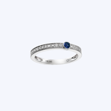 Luvente 14K White Gold Asymmetrical Milgrain Edge 0.09ctw Diamond & 0.09ctw Sapphire Ring - 6