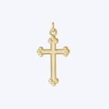 14K Yellow Gold Beaded Cross Pendant Necklace - 18" (STU)