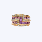 Le Vian 14K Rose Gold 1.38ctw Princess Pink Sapphire & 0.34ctw Diamond Multi Row Band Ring - 7/11.2gr (EST)