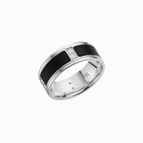 Crown 8mm Sandpaper Center with Black Enamel and Diamond Accents Band