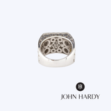 John Hardy Rhodium-Plated 18k White Gold 925 Sterling Silver Diamond Dot Signet Ring - 6.75(EST)