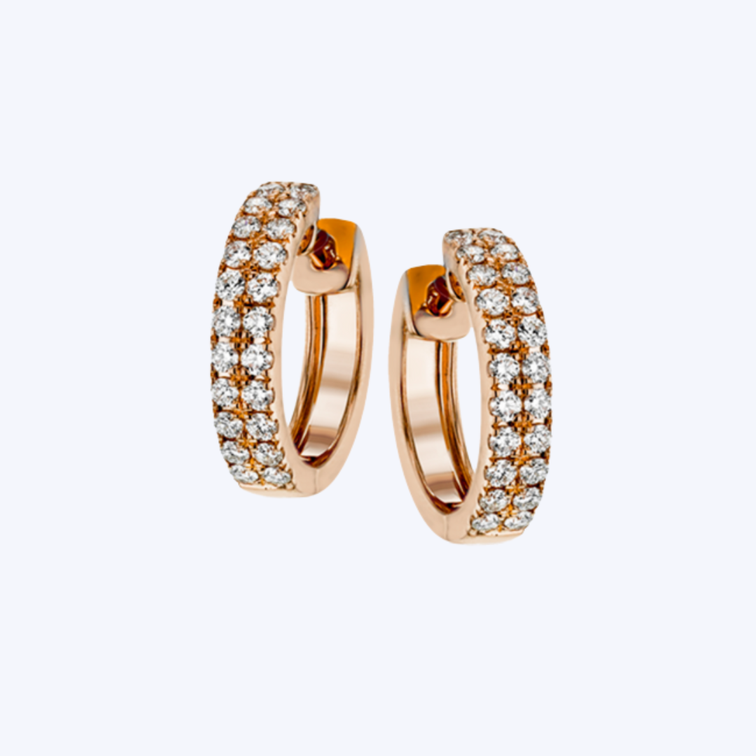 Double Line Diamond Hoops
