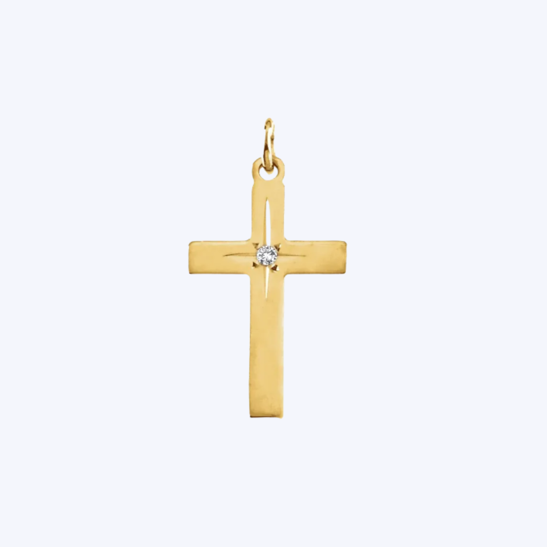 Petite Polish Diamond Cross Pendant Necklace