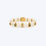 14K Yellow Gold 6mm Akoya Pearls and Mixed Gemstone Bracelet - 7"/1.23ctw (EST)