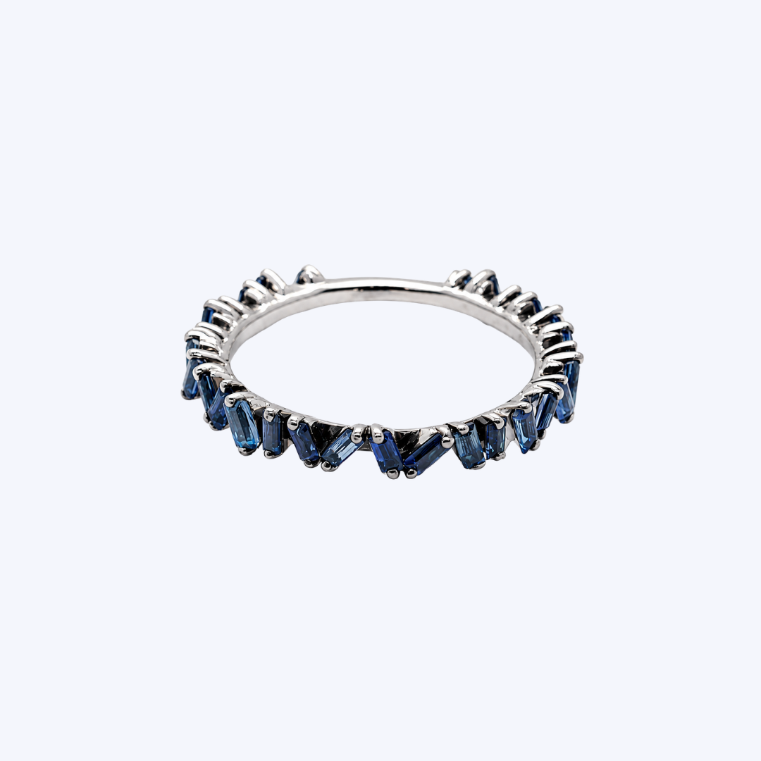 14K Gold Zig-Zag Baguette Gemstone Ring (TEN)
