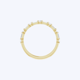 14K Yellow Gold Alternating Baguette & Round Diamond Semi-Eternity Band - 0.75ctw/7 (HD)