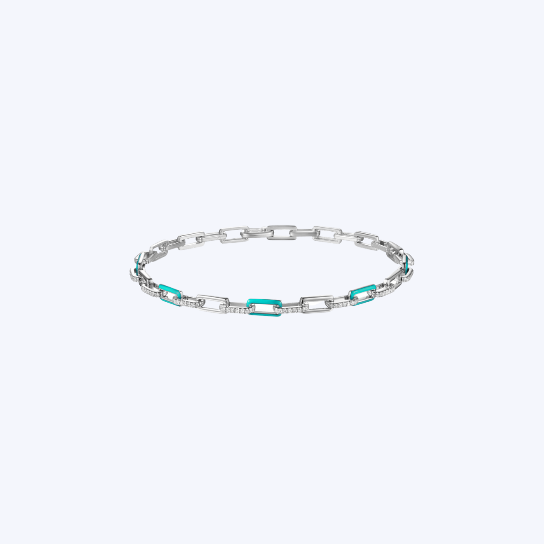 Luvente 14K White Gold Enamel & 0.35ctw Diamond Link Bracelet  - 7.25"