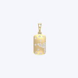 14K Yellow Gold 0.40ctw Flush Set Diamond Dog Tag Pendant - 18mm/2.11gr (WCLOUD)