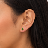 14K Yellow Gold Bezel Jade Studs - 6.5mm (EST)