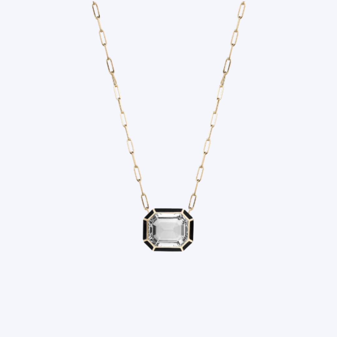 Goshwara Emerald Cut Pendant with Inlay Pendant Necklace