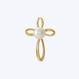 Petite Freshwater Pearl Cross Pendant Necklace