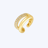 Couture Facets 14K Yellow Gold Pave Diamond Double Row Ear Cuff - 0.52ctw